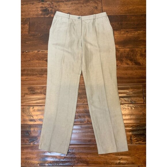 CHANEL Beige Linen Wool & Silk Blend Straight Leg Pants, Size 4 | 36 - Picture 1 of 4
